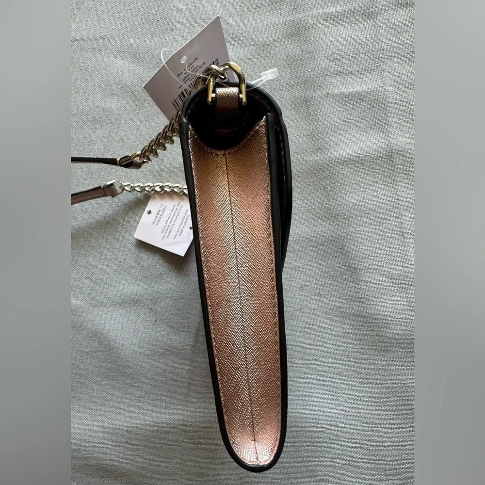 Kate Spade Tinsel Flap Rose Gold Crossbody Purse - Picture 9 of 11